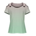 thumbnail image 4 of Giftesty Blouses for Women Dressy Casual 2024 Women's Fashion Casual Solid Color Eyelet Embroidery Shoulder Leakage Short Sleeve Pullover Short Sleeve Top, 4 of 5