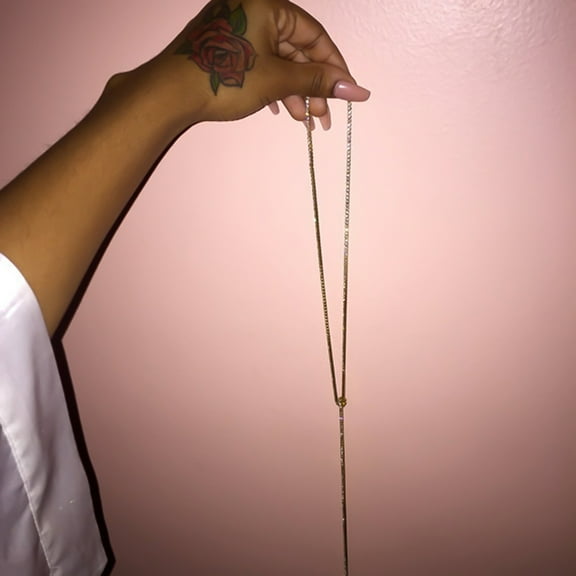 OPOLSKI Necklace Rhinestone Inlaid Tie Up Women Long Shiny Choker Necklace Jewelry Silver