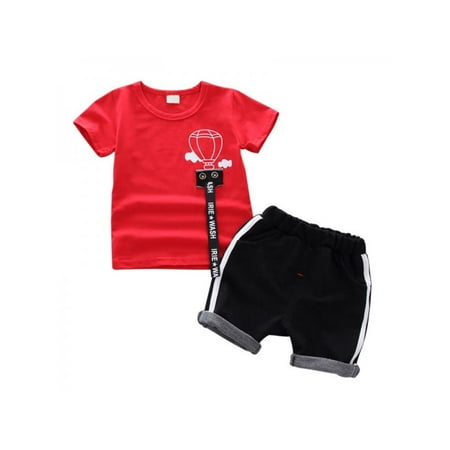 Lavaport 2pcs/set Korean Style Toddler Baby Boys Short Sleeve Clothing
