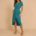 thumbnail image 5 of Summer Sun Dresses for Womens 2026 Plus Size Fashion Wrap V-Neck Short-Sleeve Maxi Dress With High Slit Multiple Colors, 5 of 7