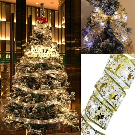 

WNG Christmas Ribbon Fairy Lights Christmas LED Lights Double Ribbon String Lights Christmas Tree Decoration Glowing Ribbon Pendant