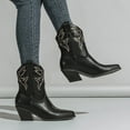 thumbnail image 4 of UngA Wide Calf Boots Cowboy Boots for Women Mid Calf Fashion Cowgirl Boots Black,8, 4 of 7