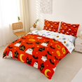 thumbnail image 2 of Homewish Cute Halloween Ghost Witch Duvet Cover Queen,Pumpkin Haunted House Pattern Queen Bedding,Orange Black,Halloween Reversible,3 Pieces,1 Duvet Cover and 2 Pillowcases, 2 of 6