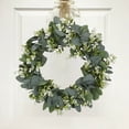 thumbnail image 2 of Artificial Green Leaf Boxwood Round Wreath for Front Door Decoration Ornament, 2 of 7