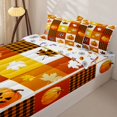 thumbnail image 3 of Manfei Watercolor Autumn Pumpkin Zipper Twin Comforter Sets with Fitted Sheet and 2 Pillowcases for Kids, Fall Plaid Maple Leaf Zipper Bedding Set, Halloween Reversible, 4-Piece, 3 of 6