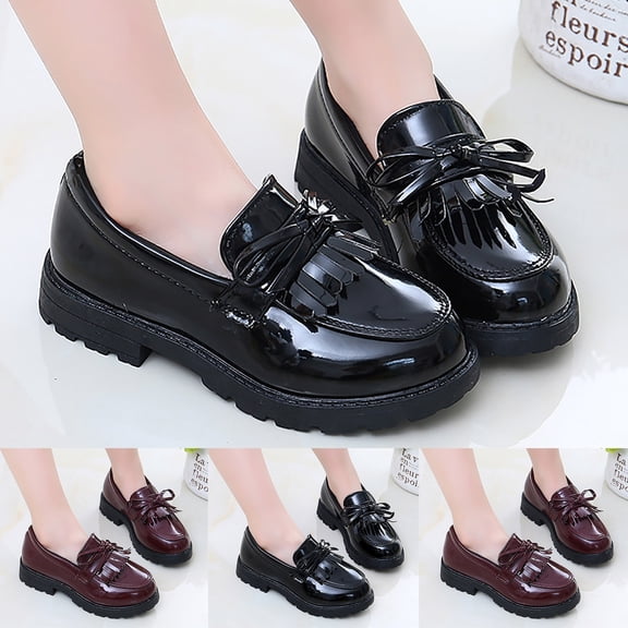 CAIXIA Girls Loafers Slip On Bow Oxford Shoes Flats Round Toe School Uniform Dress Shoes (Little Kid/Big Kid)