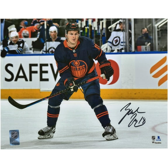 Zach Hyman Edmonton Oilers Autographed 11" x 14" Navy Skating Photograph - Fanatics Authentic Certified