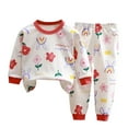 thumbnail image 1 of WEAIXIMIUNG Ensemble en Coton pour Enfants Automne Hiver Col Rond Manches Longues sous-Vêtements pour Garçons et Filles Pyjama Duveteux à Manches Longues Tenue d'Intérieur 12-18 Mois, 1 of 3