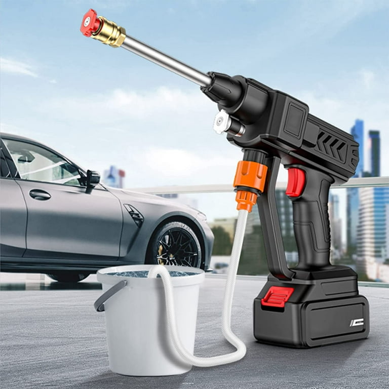 21V Cordless Portable Pressure Washer, Electric High Power Washer 2*1500mAh  Battery Powered, Handheld Power Cleaner Water Gun with 2 Adjustable Nozzles  for Car Detailing, Fence, Floor, Plant 