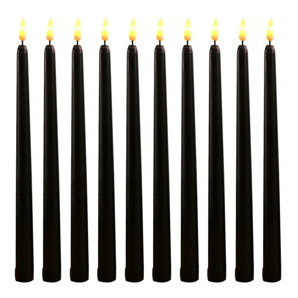 Velas cónicas con batería de 10 piezas LED LED LECHENES DE VELLAS EN LA EN EL EN EL EN FLAMA (28 cm)