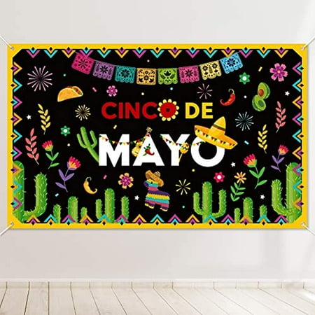 Cinco De Mayo Banner Decorations Fiesta Mexican Backdrop Photo Booth Background Party Supplies