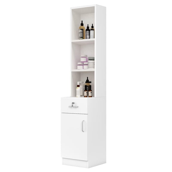 HarmonyStrings Hair Salon Stations, Lockable Barber Stations Wall Mount Salon Equipment for Hair Stylist with 1 Lockable Drawer & 1 Storage Cabinet