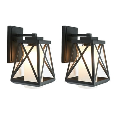 SAFAVIEH Braith 2-Light A19 Black Steel Wall Sconce with Black Shade, Set of 2