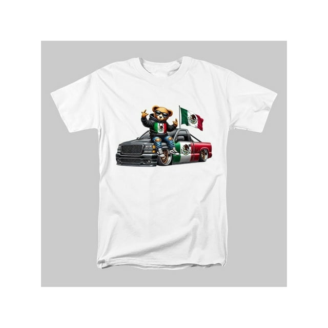Clipart de oso mexicano de hip hop, oso de peluche en camioneta, camiseta mexicana, bandera de México, regalo para hombre, regalo para mujer, tallas y colores completos