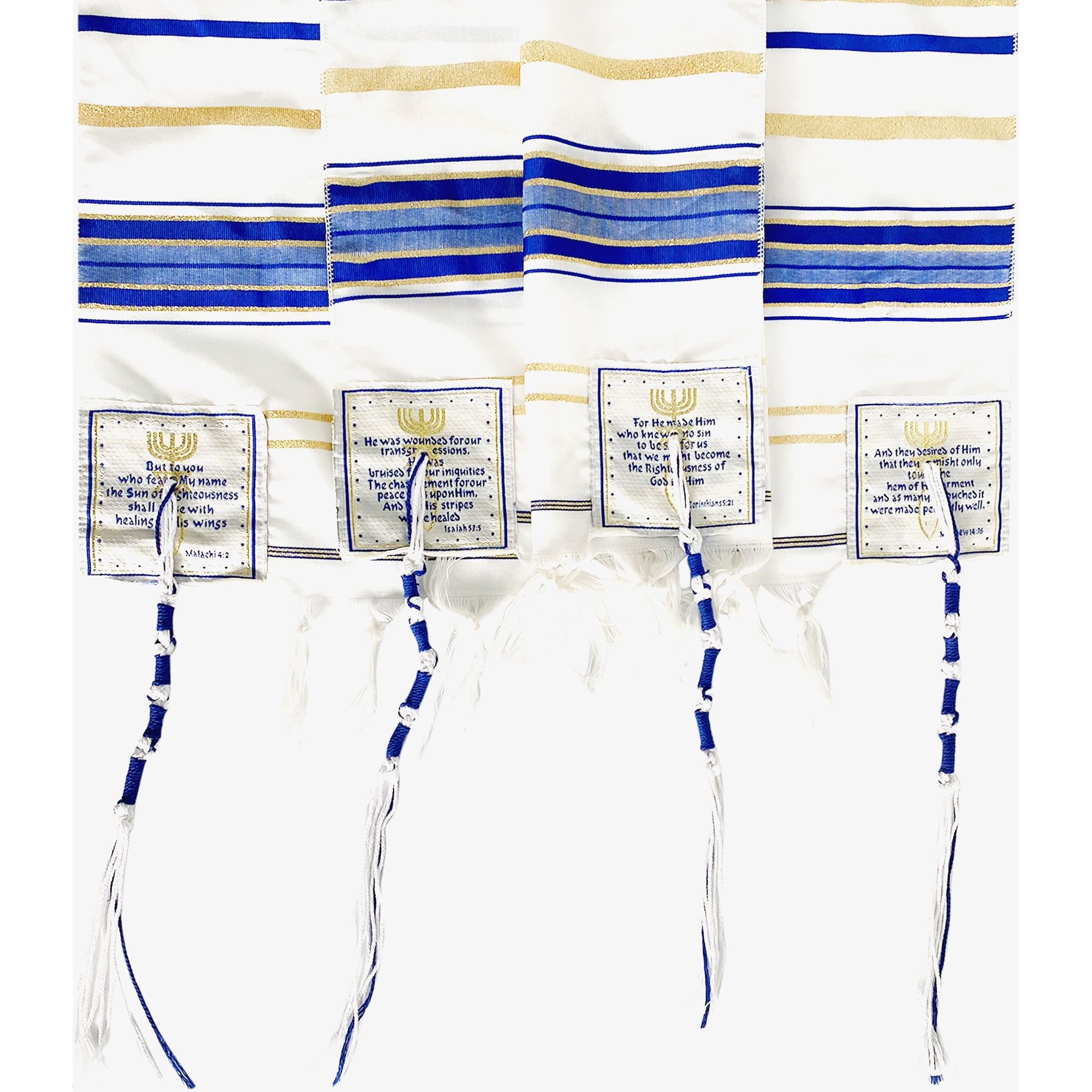 New Covenant Prayer Shawl Tallit English/Hebrew with Matching Case (Royal Blue, Medium)