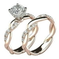 thumbnail image 2 of DPTALR 2PC Ring Bridal Zircon Diamond Elegant Engagement Wedding Band Ring Set, 2 of 8