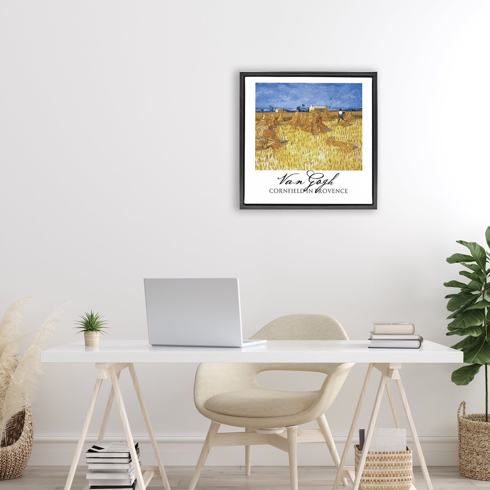 Stupell Industries Van Gogh Cornfield Provence Black Framed Floater Canvas Wall Art, design by Vintage Hustle