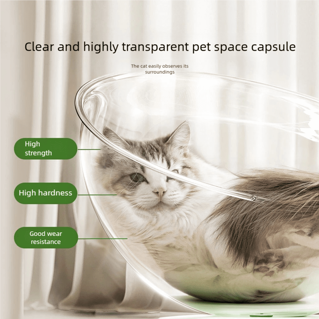 Transparent Space Capsule Cat Bed | All - Season, Play & Sleep Combo | Semi - Enclosed, for Kittens & Adult Cats | M & L Sizes