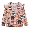 thumbnail image 5 of Yuyamidu Puppy Sweatshirt for Toddler Girls 3T 4T Pink Crewneck Ruffle Shoulder Long Sleeve Top Cute Animal Graphic Sweatshirt Y2K Casual Outfits Soft Lightweight Outdoor Play Clothes, 5 of 8