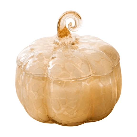 Pumpkin Shaped Candle,Hand Blown Cream Glass Pumpkin Jar Scented Candle, Neutral Farmhouse Fall Tabletop Fragrance Decor, Aesthetic Thanksgiving Indoor Vignette Accent