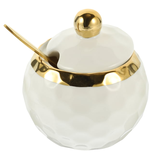 Shisuyan 1 Set Ceramic Condiment Jar Sugar Condiment Pot Storage Jar Seasoning Box with Lid Spoon