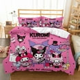 Sanrio series cute Kuromi threepiece bed set 3D digital printing bedding set