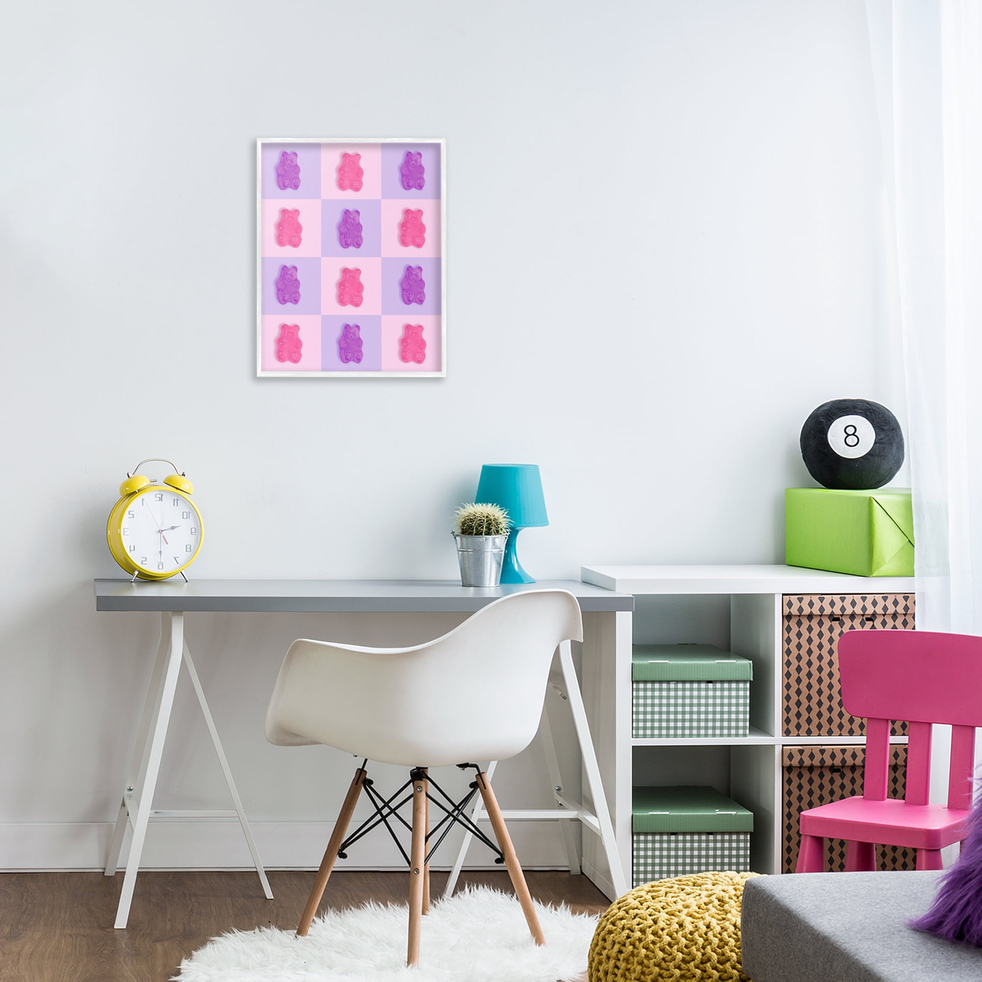 Stupell Industries Pink & Lilac Candy Bears White Framed Giclee Art, design by LISH Creative