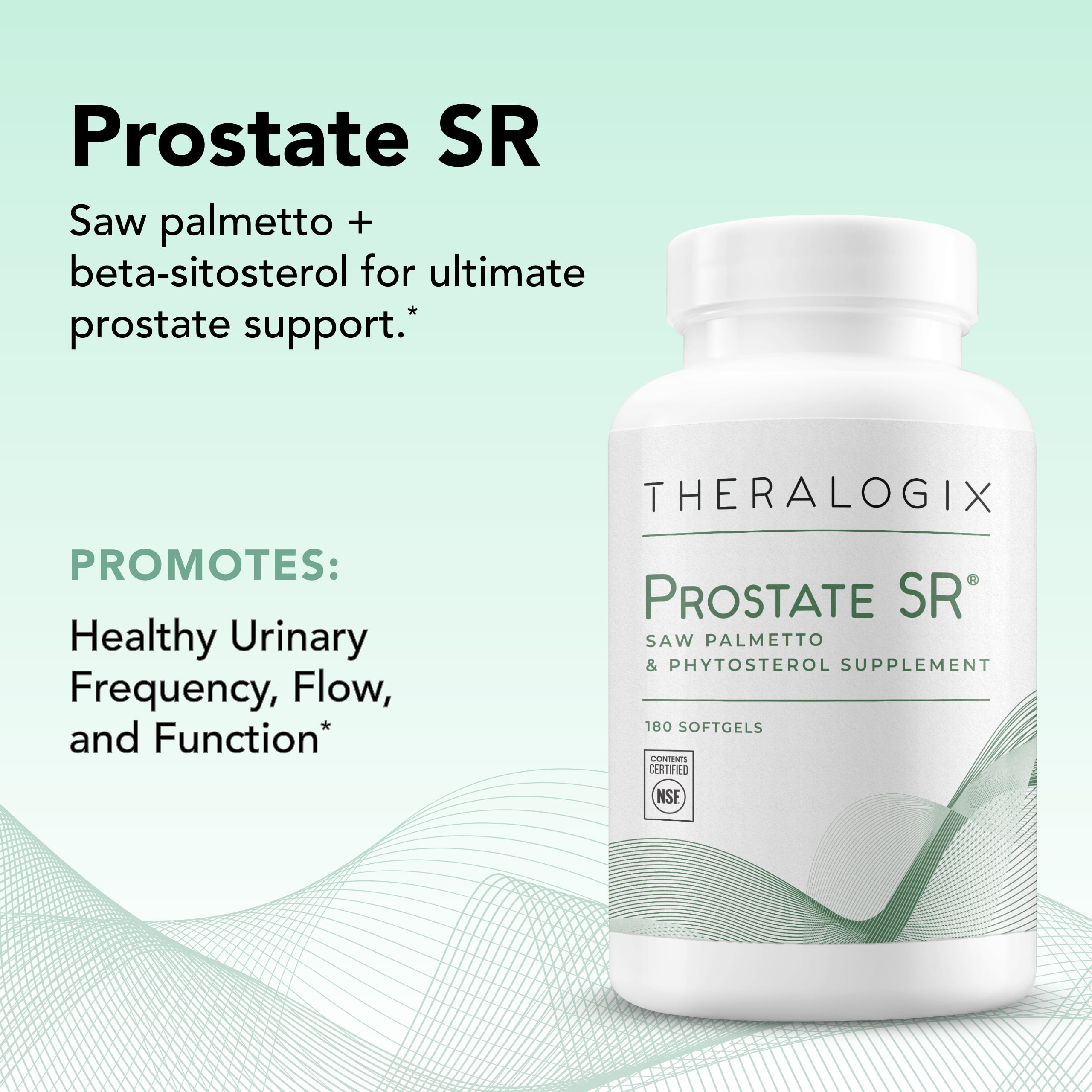 Theralogix Prostate SR Saw Palmetto & Beta-Sitosterol Supplement - Supports Healthy Urinary Tract Function in Men* - 90-Day Supply - NSF Certified - 180 Softgels