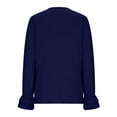 thumbnail image 6 of ATOYSOY Loose Blouse for Women Trendy V Neck Shirts Fall Winter Long Sleeve Tops Solid Color Pullover Casual Dress Sweatshirts Outwear Blue M, 6 of 6
