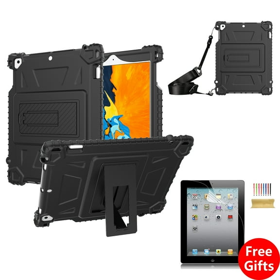 iPad 9.7 2017/2018 Case, iPad Pro 9.7 Case, iPad Air Case, Dteck Shockproof Heavy Duty Protective Cover Shell with Shoulder Strap & PET Screen Protector For iPad 9.7 inch Tablet (Not fit iPad 2 3 4)