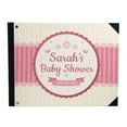 thumbnail image 1 of Darling Souvenir Pink Stripe & Round Frame Baby ShowerGuestbookHardbound Cover Personalized Printed MemoryGuestRegistry-9 x 12 Inches, 1 of 5