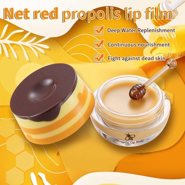 Puntoco Bálsamo labial Bee Balm Honey Pot, mascarilla labial hidratante con propóleo y miel, bálsamo labial, hidratante, previene los labios secos y agrietados, exfoliante
