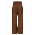 thumbnail image 6 of Women'S Corduroy Wide Leg Pants with Patch Pockets Casual Slim Fit Elastic Waist Trousers Brown XXL, 6 of 8