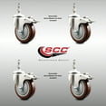 thumbnail image 2 of 4 Inch 316SS Maroon Polyurethane Swivel 3/8 Inch Stem Caster Set Lock Brake SCC, 2 of 2