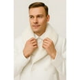thumbnail image 2 of Mens White Peacoat Double-Breasted Overcoat with Faux Fur Shawl Collar – Alberto Nardoni Collection Wool Fabric, 2 of 2