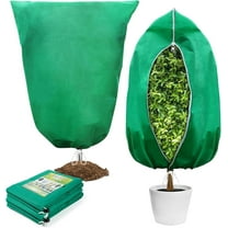 Plant Covers Freeze Protection, 2 Pack Frost Covers with Zipper Drawstring (31.5" x 47.3") Plant Protection Cover Bags for Outdoor Winter Frost Cold Weather Shrubs Trees Jacket Covers(Green)