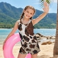 thumbnail image 3 of Xoenoiee Brown Cow Print Girls Tankini Swimsuits Two Piece Swimwear Tween Tummy Control Bathing Suit with Shorts Plus Size Modest Tank Top, 8-9 Years, 3 of 7