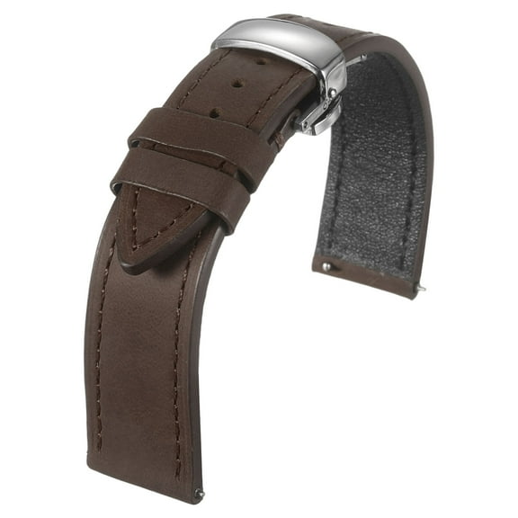 Uxcell Leather Watch Band 19mm Vintage Watch Straps with Butterfly Buckle, Dark Brown