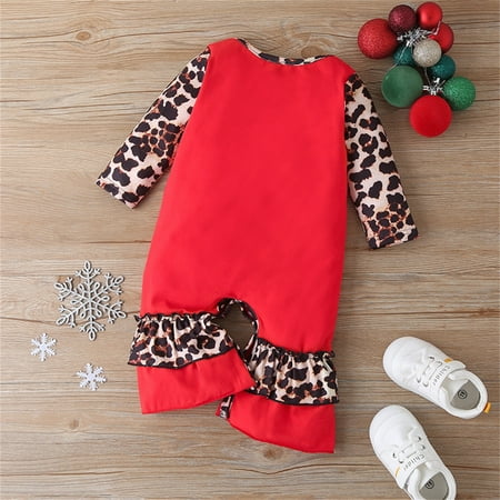 

kpoplk Baby Christmas Outfit Girl Newborn Baby Boy Girl Long Sleeve Neutral Jumpsuit Cotton Linen Romper Playsuit Sun Outfit Cute Fall Clothes(Red)