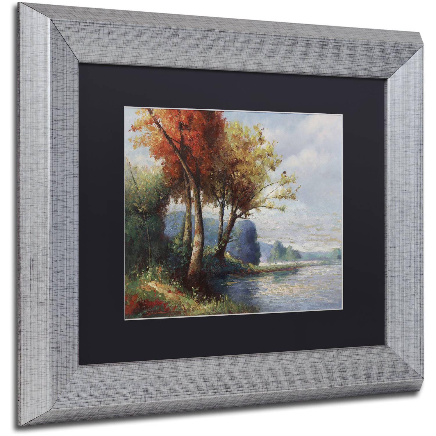 Trademark Fine Art "Corot Tribute" Canvas Art by Daniel Moises, Black Matte, Silver Frame