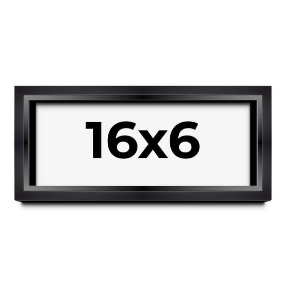 16x6 Shadow Box Frame Black | 1.25 inches Deep Real Wood Contemporary Shadowbox Display Frame | UV