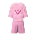 thumbnail image 6 of Wang6 Pajamas Sets for Womens with Shorts Soft 2 Pieces Short Sleeve Crew Neck Shirts Shorts Graphic Pjs Loungewear Sets Sleepwear Set Pink3 L, 6 of 7
