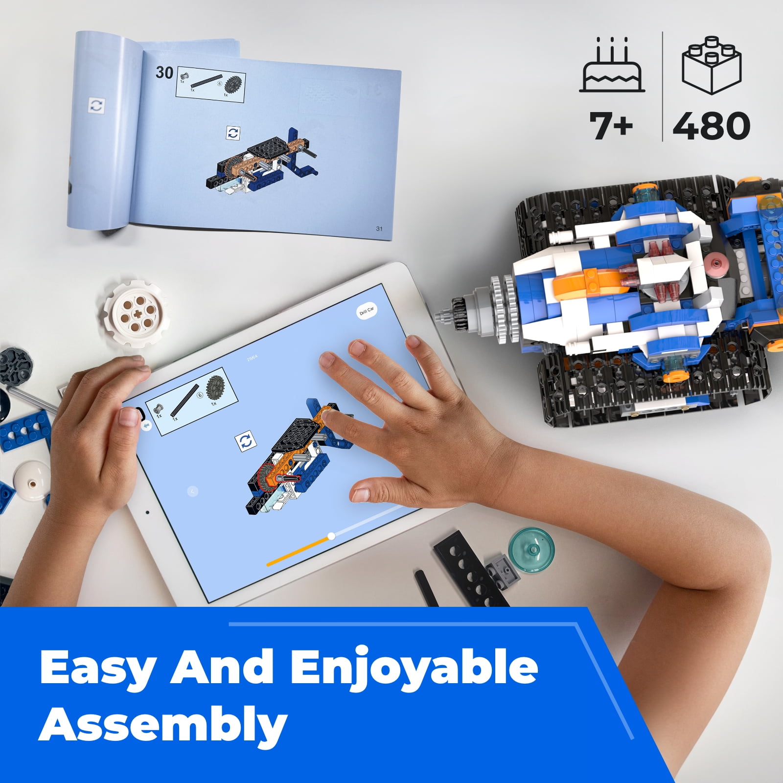 Apitor Robot J Robot Building Kit for Kids Ages 7-12, 6-in-1  STEM Educational Coding Toys with APP Remote Control, Science Engineering Gift for Boys & Girls, 4 Control Modes (480 Pieces)