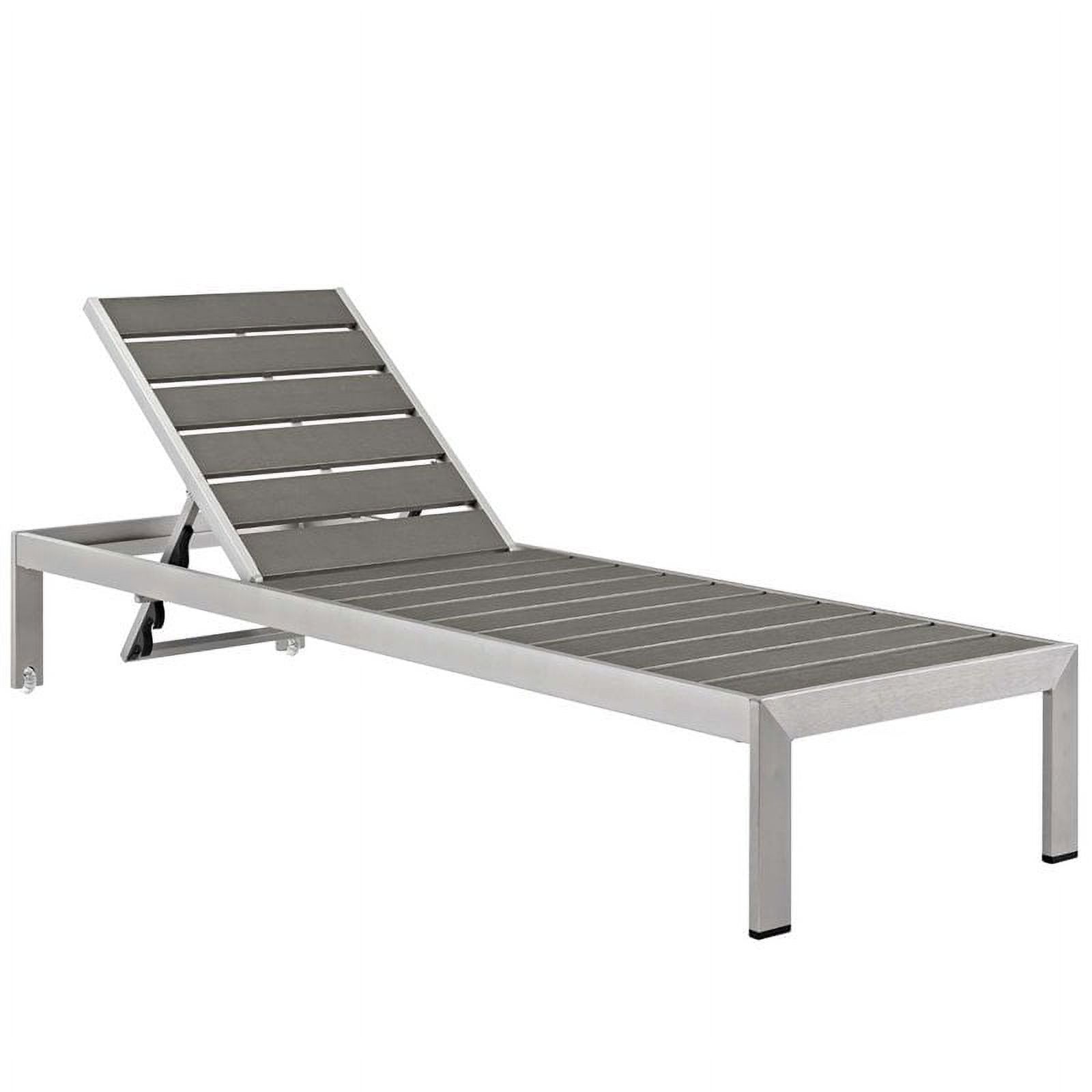 Pemberly Row  Plastic Wood Reclining Patio Chaise Lounge in Silver and Mocha - image 4 of 4