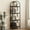 4 floors Black frame + brown board, variant on Arched Bookshelf 4 Tier, 72 Inch Tall Display Rack, Modern Wood Storage Shelf with Metal Frame, Narrow Bookcase for CDs & Decor, Large Bookshelf for Bedroom Living Room