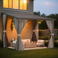 thumbnail image 4 of AECOJOY 10' x 8' Lean to Gazebo with Netting and Curtain Outdoor Hardtop Gazebo Aluminum Metal Pergola ​For Garden, Patio, Backyard-​Dark ​Gray, 4 of 9