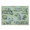 thumbnail image 2 of Vintage Cutting Board, Illustration of Old Toys on Grunge Setting Teddy Bear Train Ball, Decorative Tempered Glass Cutting and Serving Board, Large Size, Beige Black, by Ambesonne, 2 of 5