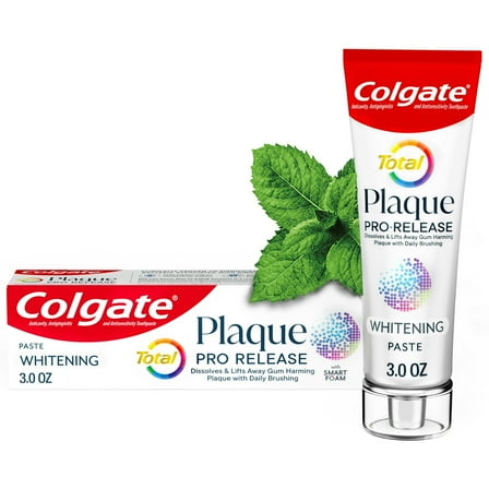 Colgate Total Plaque Pro Release Whitening Toothpaste, 3 Oz Tube (4 Pack)