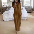 thumbnail image 4 of Women's Casual Loose Fit Round Neck Short Sleeve Solid Color Everyday Dress Comfortable Relaxed Outfit for Spring Summer Fall Womens Casual Trendy Midi Dresses, 4 of 5