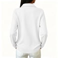 thumbnail image 4 of Stralyhd Women's Polo Shirts Long Sleeve Lapel Collar V Neck Shirt Fashion Baggy Fall Everyday Wear Casual Basic Tops White M, 4 of 6
